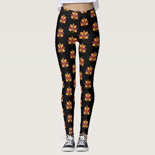 Dag van de Thanksgiving van Turkije Pilgrim en Foo Leggings (Voorkant)