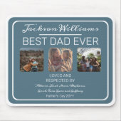 Dag van de vaders Beste pap ooit Blauwe Drie Foto Muismat (Voorkant)