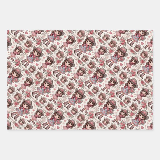 Dag van de valentijn Cowboy & Cowgirl Inpakpapier Vel (Voorkant 2)