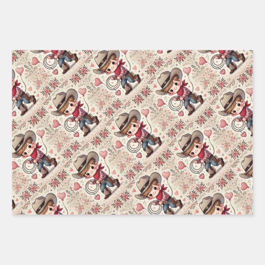 Dag van de valentijn Cowboy & Cowgirl Inpakpapier Vel (Voorkant)