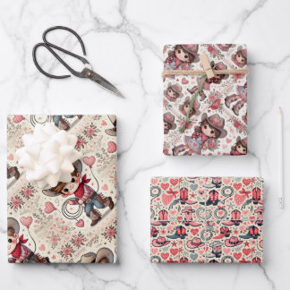 Dag van de valentijn Cowboy & Cowgirl Inpakpapier Vel