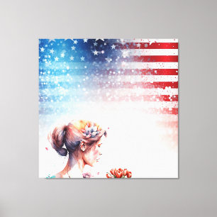 Dag van de waterverf Valentijn met patriottische f Canvas Afdruk