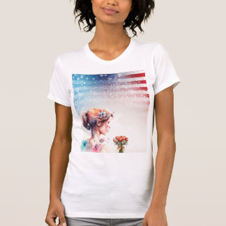 Dag van de waterverf Valentijn met patriottische f T-shirt