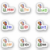 Dag van de week bloemen sticker (Voorkant)