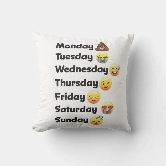 Dag van de week Emoji Face Pillow Kussen (Voorkant)