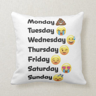 Dag van de week Emoji Face Pillow Kussen