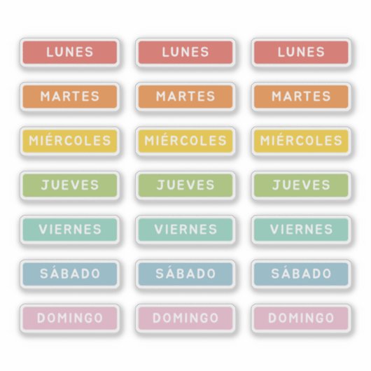 Dag van de week (Spaans) Sticker (Voorkant)