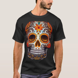 Dag Van Dode Suiker Skulptuur Bloem Hoofd Bot T-shirt