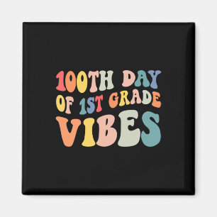 Dag van eerste klas Vibes Retro leraar Happy 100 D Magneet