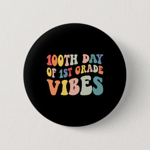 Dag van eerste klas Vibes Retro leraar Happy 100 D Ronde Button 5,7 Cm