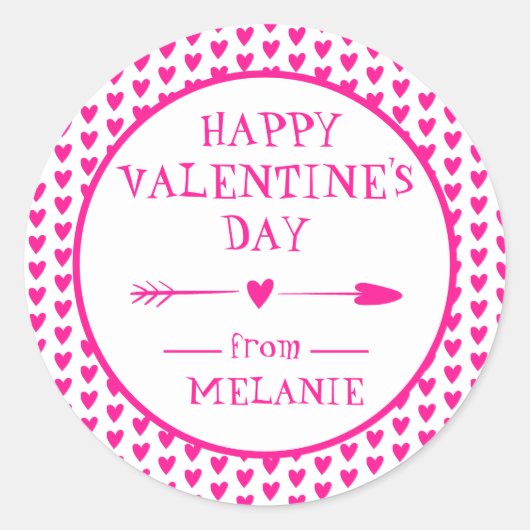 DAG VAN HAPPY VALENTINE | ARROUWHOORZITTEN RONDE STICKER (Voorkant)