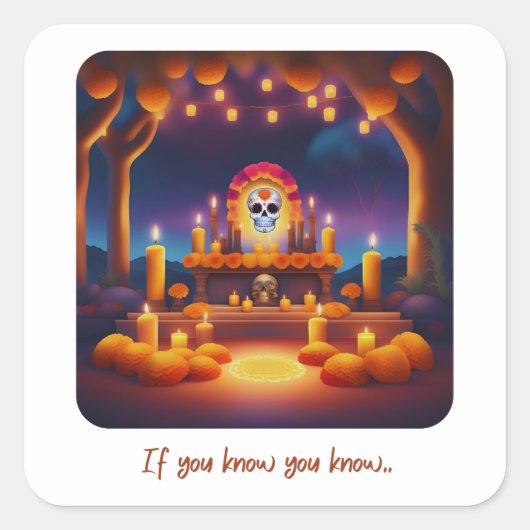 Dag van het dode altaar vierkante sticker (Voorkant)