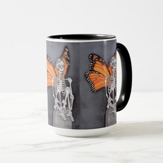 Dag van het dode halloween-vlinderskelet mok (Voorkant rechts)