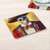 Dag van het Dode Man 3 Vierkante Kartonnen Onderzetter (Schuin)