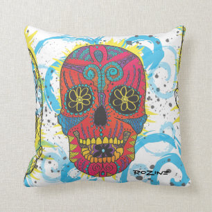 Dag van het dode regenboogschedel Daisy Tribal Tat Kussen