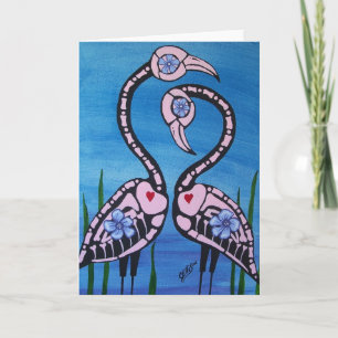 Dag van het dode roze flamingo paar kaart