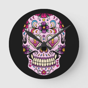 Dag van het Dode Roze van de Schedel van de Suiker Ronde Klok