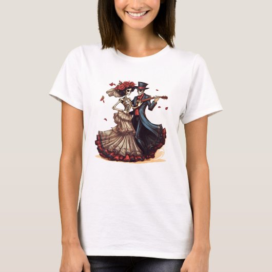 Dag van het dode skelet dansen t-shirt (Voorkant)