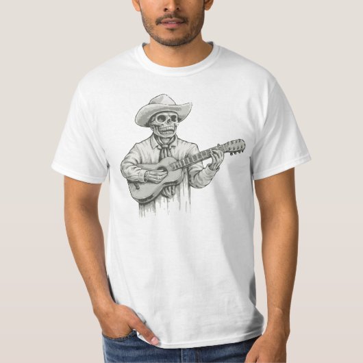 Dag van het dode skelet dat gitaar speelt t-shirt (Voorkant)