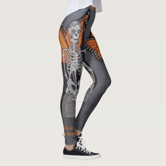 Dag van het Dode Skelet Leggings Aangepaste Schild (Rechts)