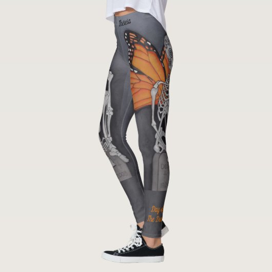 Dag van het Dode Skelet Leggings Aangepaste Schild (Links)