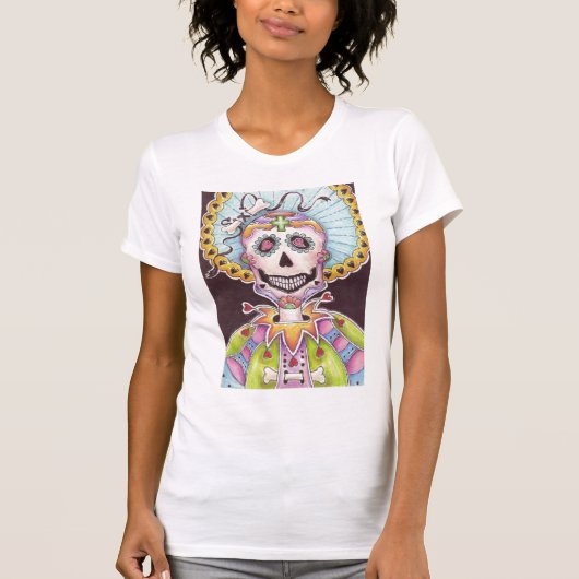 Dag van het dode skelet met hart T-shirt (Voorkant)