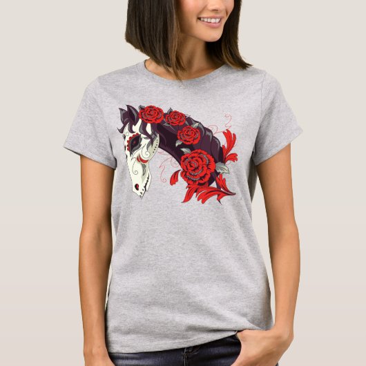 Dag van het dode skelet met Rozen T-shirt (Voorkant)