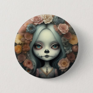 Dag van het dode snoep schedels poppen schattig me ronde button 5,7 cm