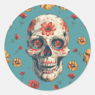 Dag van het dode thema ontwerp ronde sticker