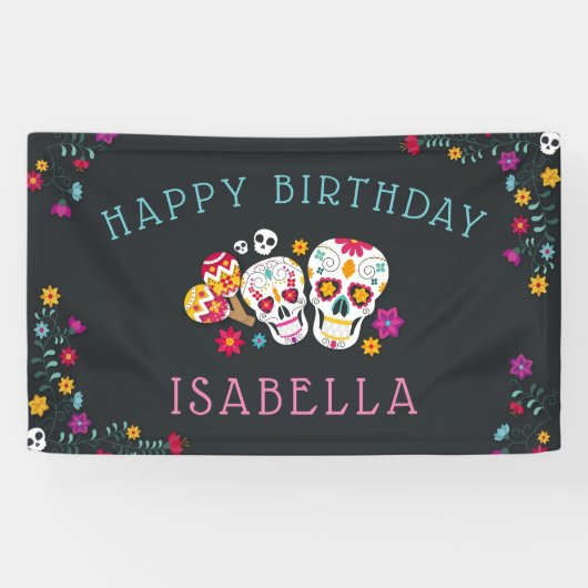 Dag van het dode thema Persoonlijke verjaardag Spandoek (Horizontaal)