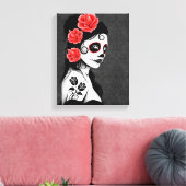 Dag van het meisje met de dikke suikerschedel - Gr Canvas Afdruk (Insitu (Woonkamer))