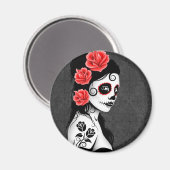 Dag van het meisje met de dikke suikerschedel - gr magneet (Voorkant / Achterkant)