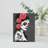 Dag van het meisje met de dode suikerschedel - Gri Briefkaart (Staand voorkant)