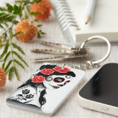 Dag van het meisje met de dode suikerschedel - wit sleutelhanger (Voorkant Rechts)