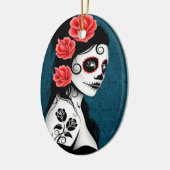 Dag van het meisje van de Dode Suiker - blauw Keramisch Ornament (Links)