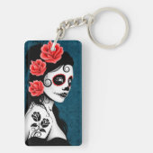 Dag van het meisje van de Dode Suiker - blauw Sleutelhanger (achterkant)