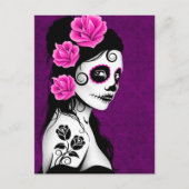 Dag van het meisje van de Dode Suiker - Paars Briefkaart (Voorkant)