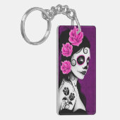 Dag van het meisje van de Dode Suiker - paars Sleutelhanger (Voorkant Links)