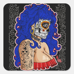 dag van het ontwerp van de dode sticker vrouw