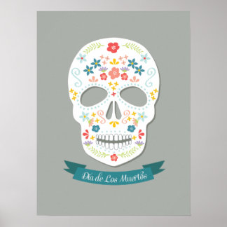 Dag van het poster van de Dode Suiker - wit