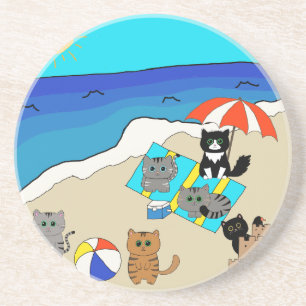 Dag van het strand zandsteen onderzetter