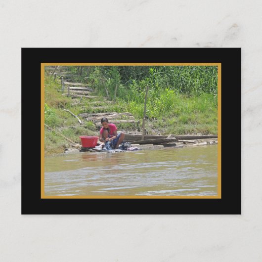 Dag van het wasgoed op de rivier de Faux Mat Briefkaart (Voorkant)