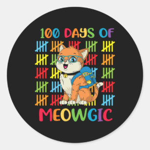 Dag van Meowgic Cat School Boys Kinder Gift Ronde Sticker