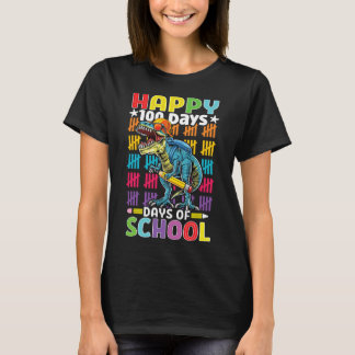 Dag van School Dino Kinder Happy 100 dagen Dinosau T-shirt