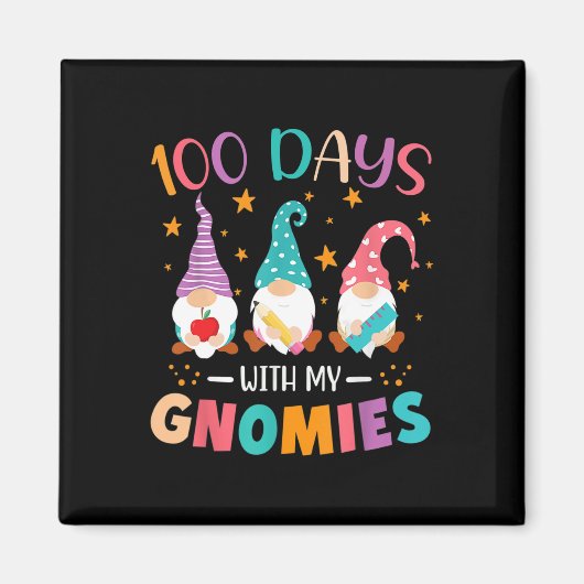 Dag van School Gnome Leraren Leerlingen 100 Dagen Magneet (Voorkant)