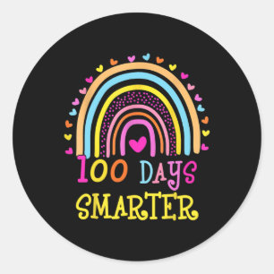 Dag van schoolleraar 100 dagen slimmere regenboog ronde sticker