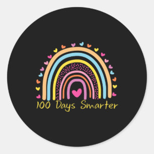 Dag van schoolleraar 100 dagen slimmere regenboog ronde sticker