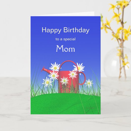 Dag voor mam Daisies en Watering Can Kaart (Gele Bloem)