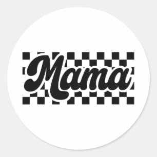 Dag voor Moeder Retro Vrouwen Geruit Mama Ronde Sticker
