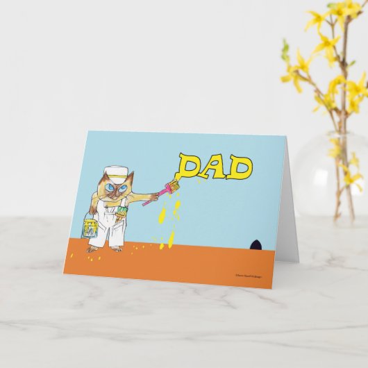 Dag voor pap Kat schilderen op muur Kaart (Gele Bloem)